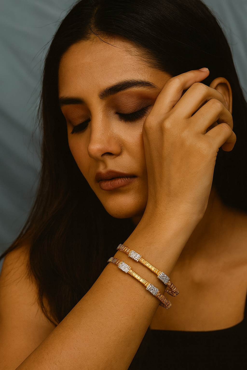 Golden  Polish  CZ Bangle