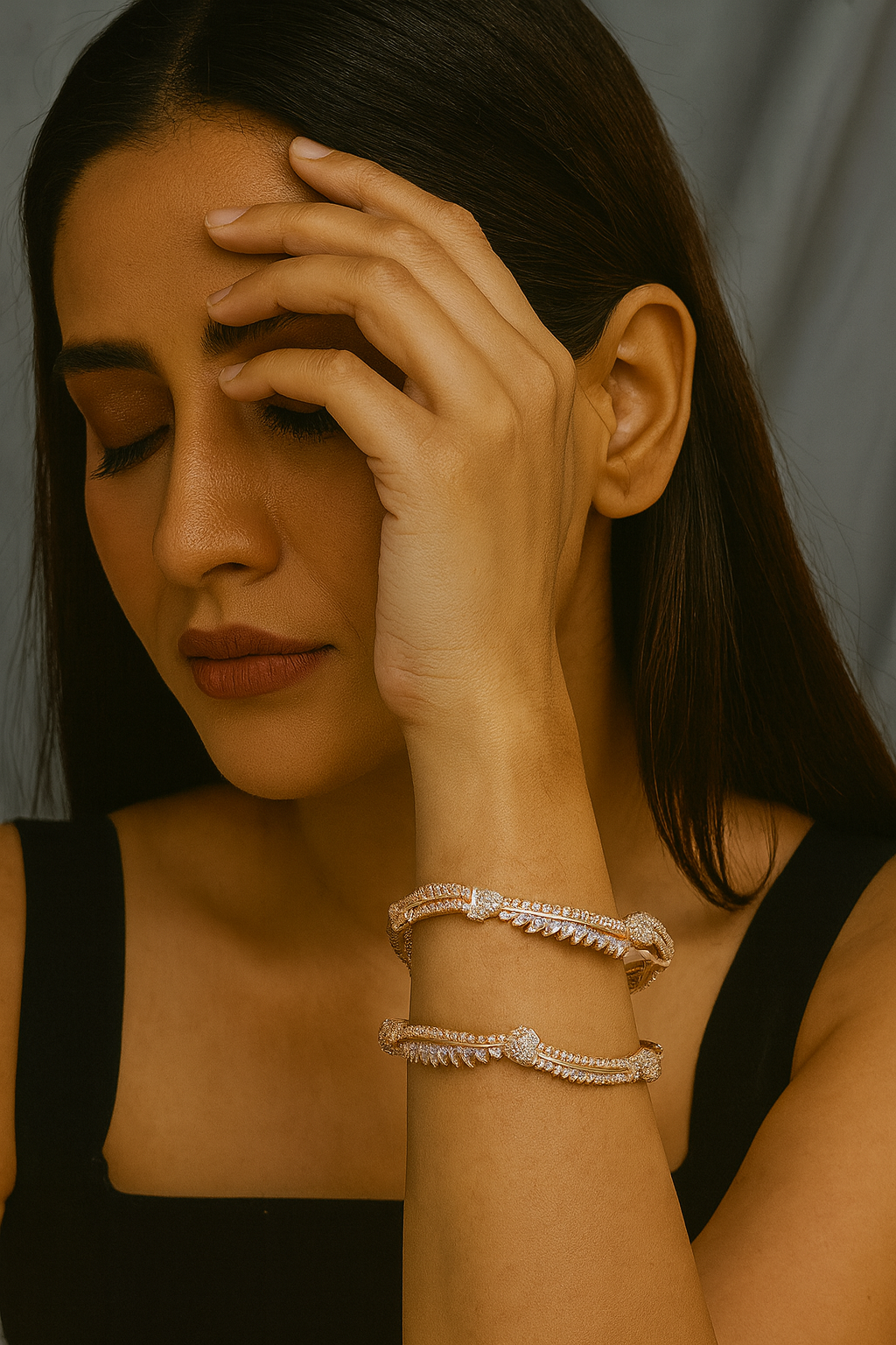 ROSEGOLD BANGLES DESIGN WITH CZ FOR WOMEN