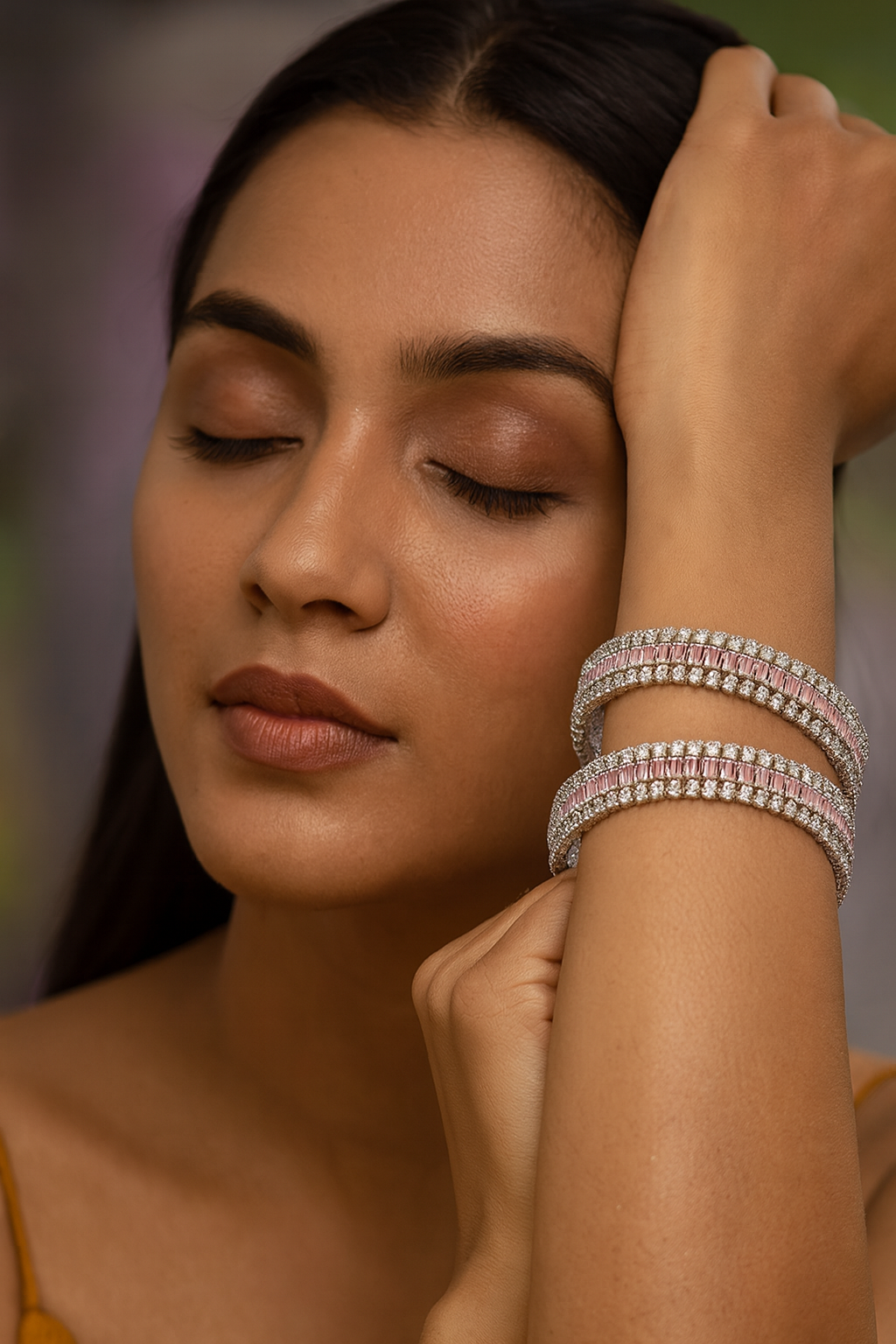 MINT PINK COLOUR WITH SILVER POLISH FOR WOMEN