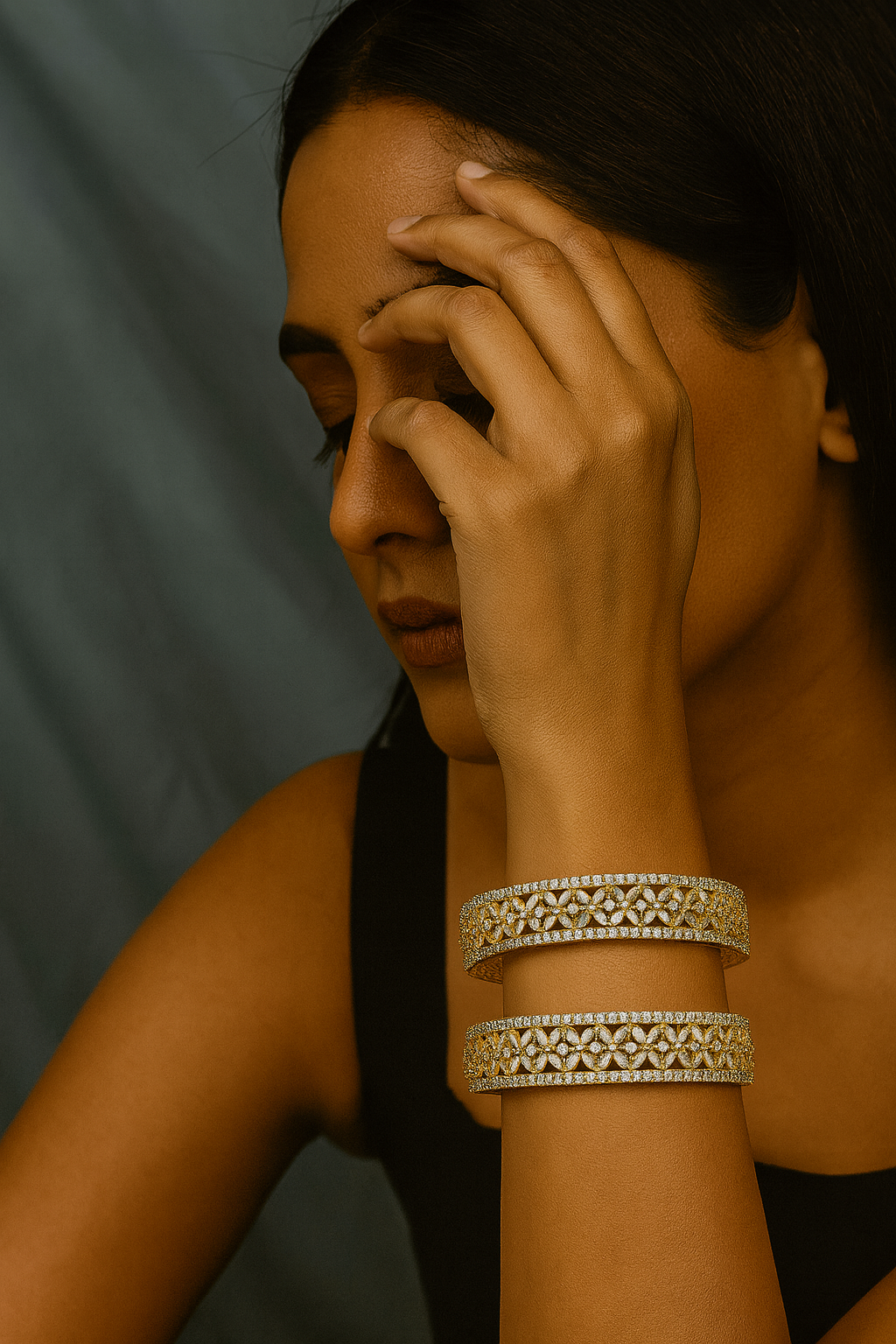 FLOWER BANGLES WITH GOLDEN POLISH FOR WOMEN