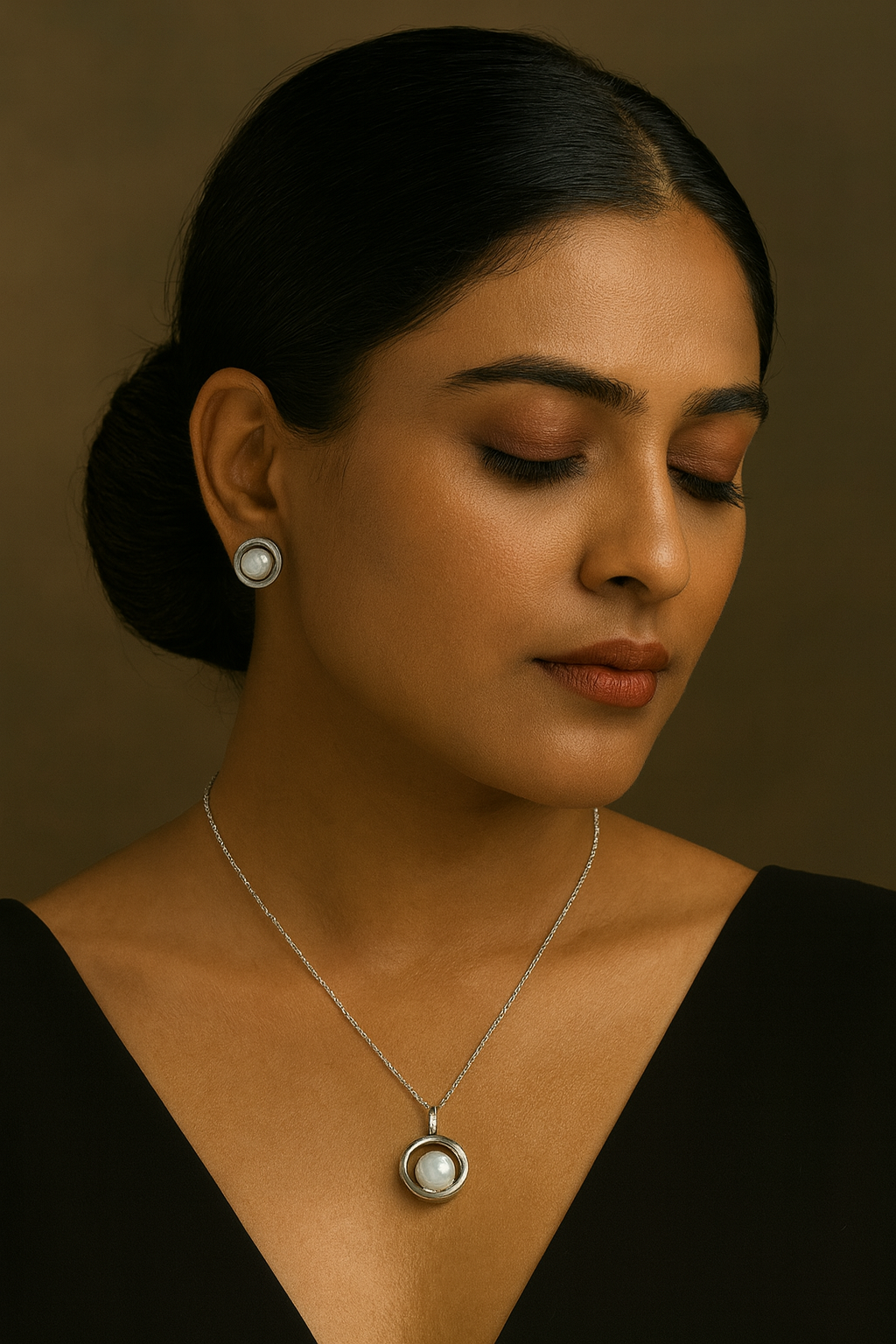 AMERICAN WHITE DIAMOND PENDANT SET  FOR WOMEN