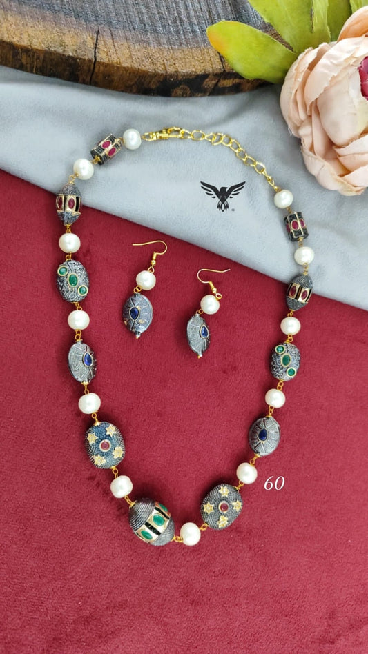 Jaipuri mala in Tanjore beads and pearls