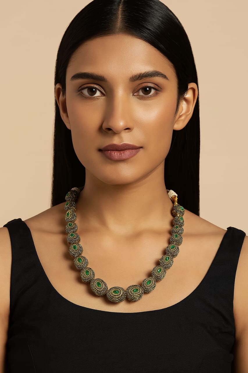 Mivi Mala In Emerald kundan For Women