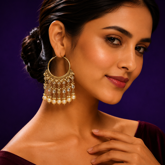 Raashi Beaded Polki Bali Earings For Women