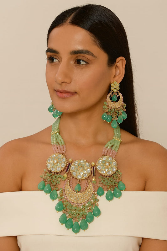 Tyaani Kundan Necklace With Precious Beads for woman