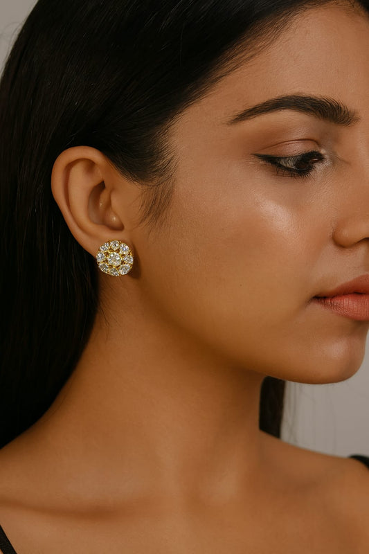 Floral Pearl Studs In cz in White For Women
