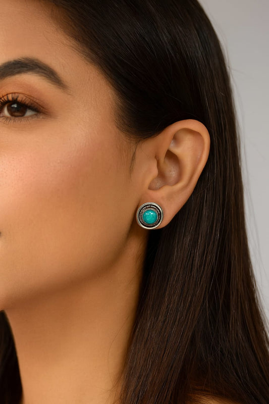 Cute Little long silver look alike studs in Turquoise for girls and women