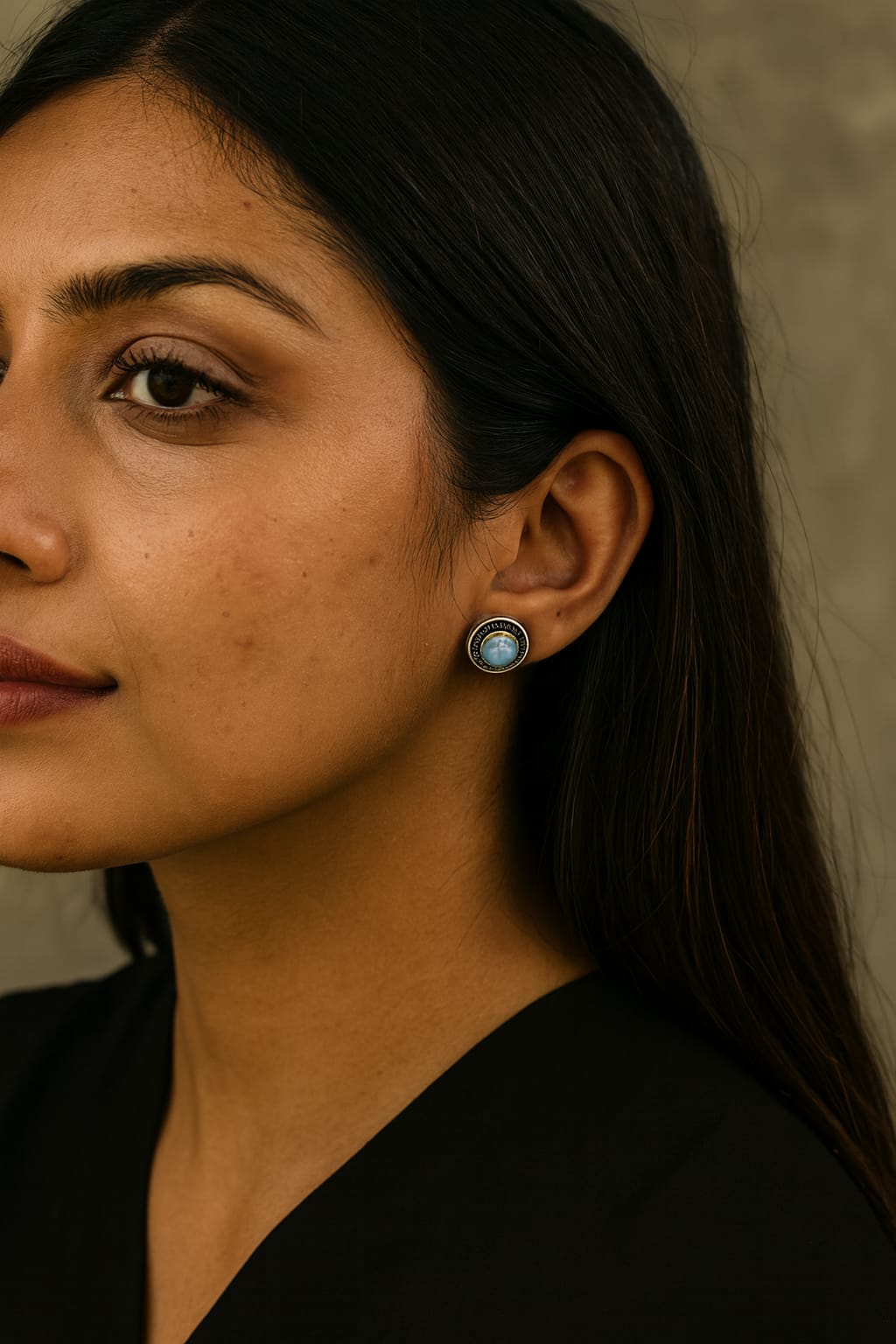 Cute Little long silver look alike studs in Blue and women