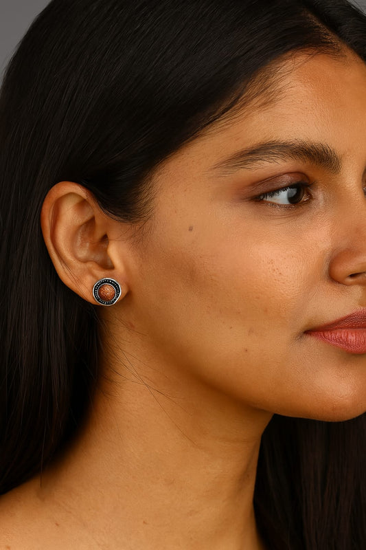 Cute Little long silver look alike studs in Brown For Girls and women