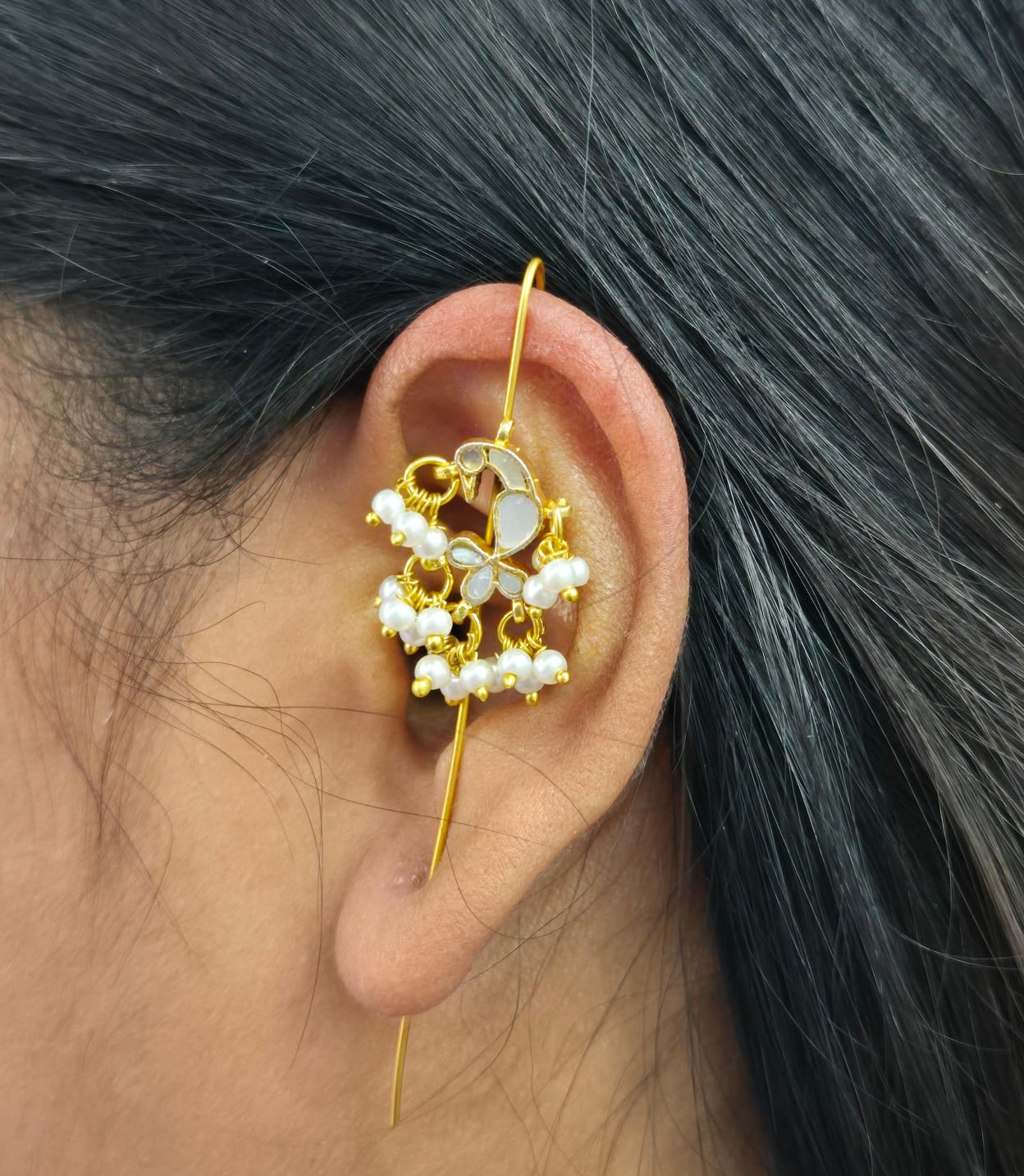 Bird designer  earcuff in pachi kundani for women