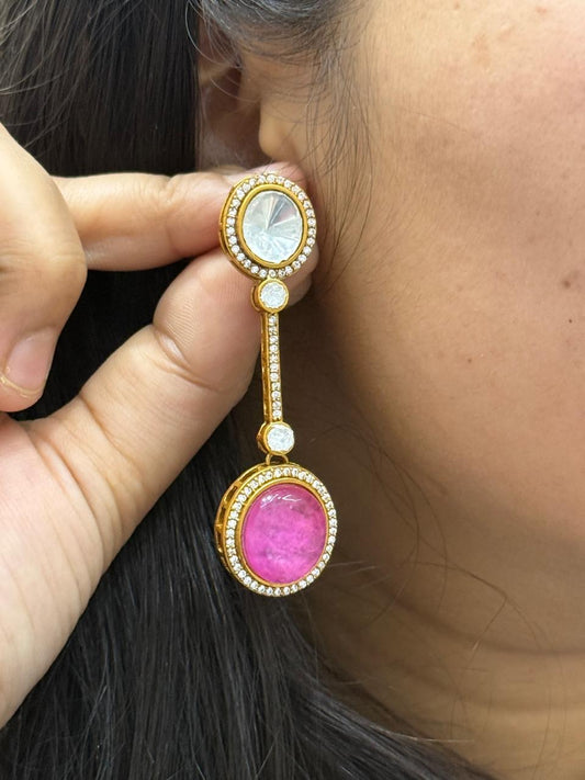 Mossanite With Pota Stones in Pink for women