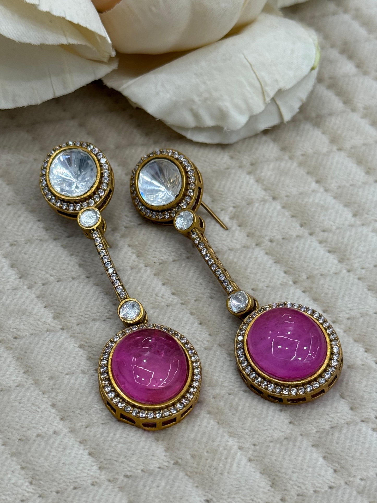 Mossanite With Pota Stones in Pink for women