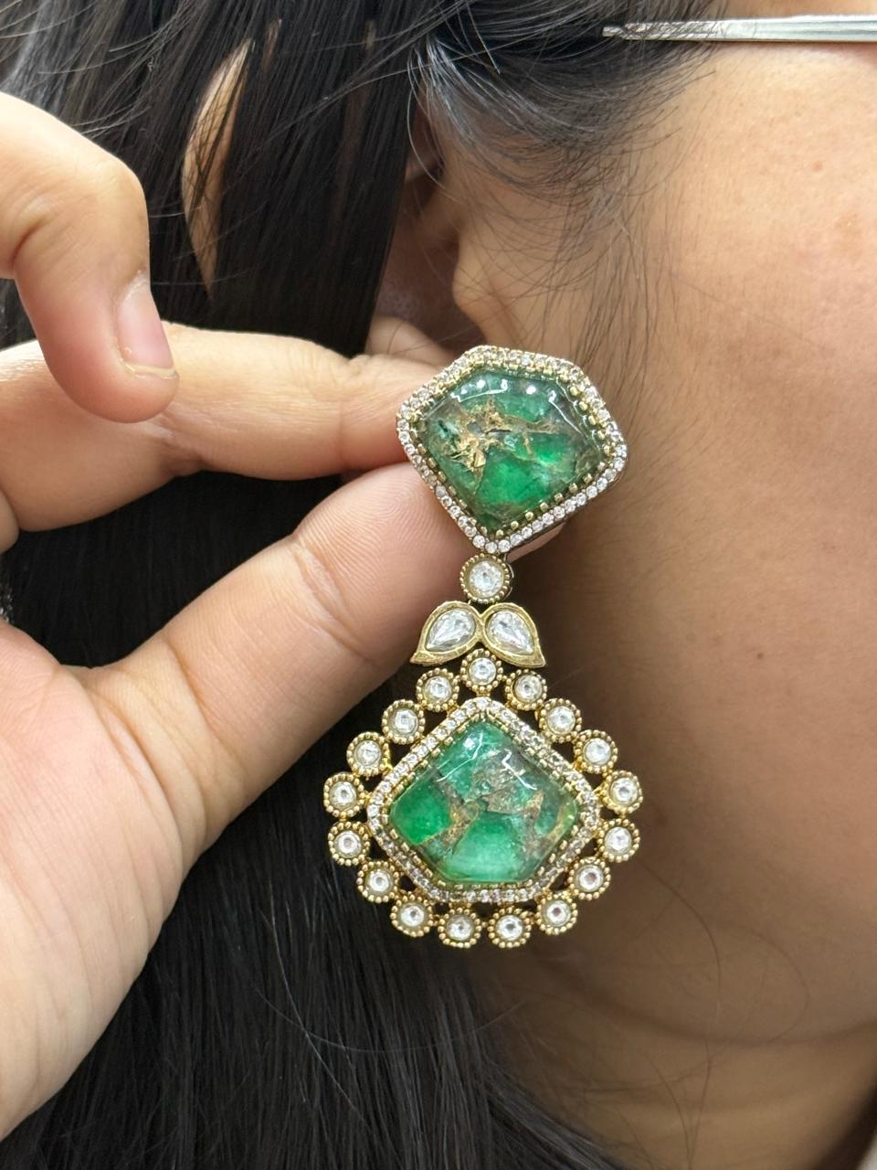 Kundan With Marvel Stones In Green for women