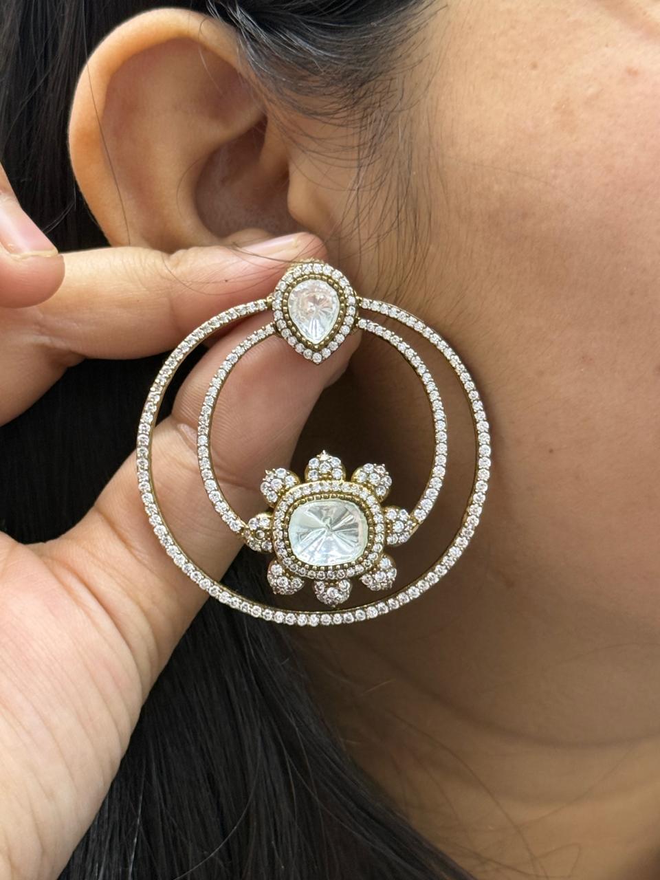 Over Sized Mossanite Earrings With CZ For Women