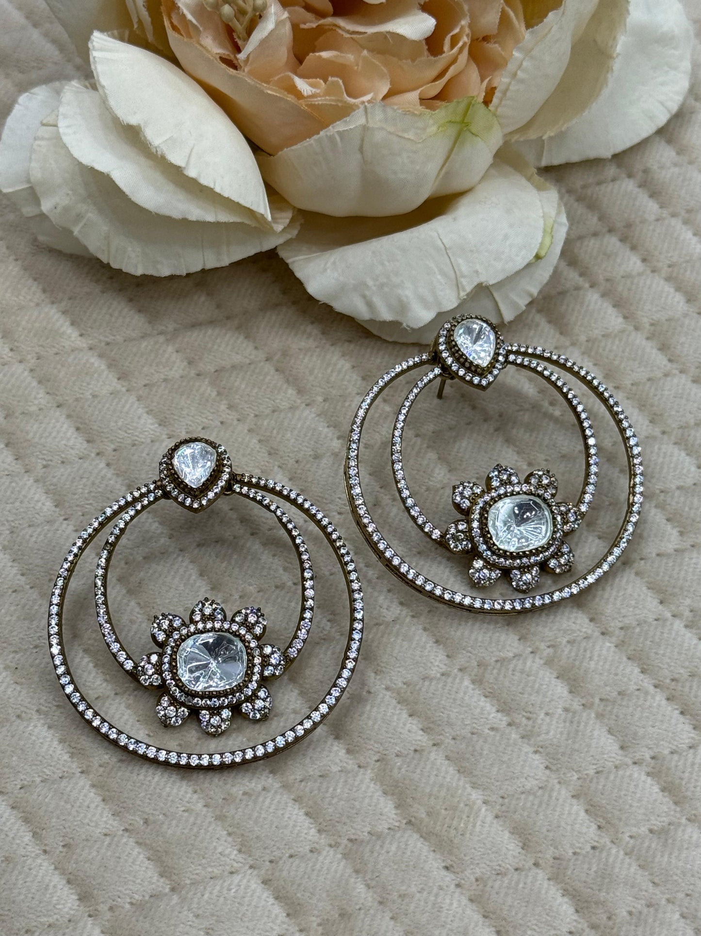 Over Sized Mossanite Earrings With CZ For Women