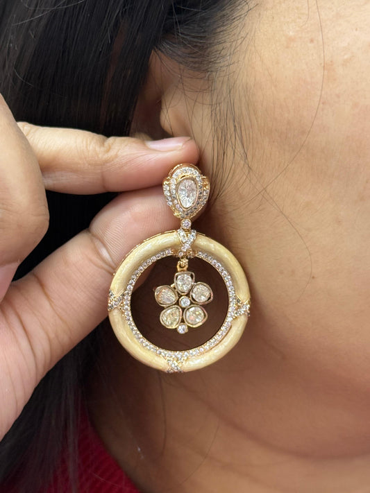 Italian Hoop in beige Earring