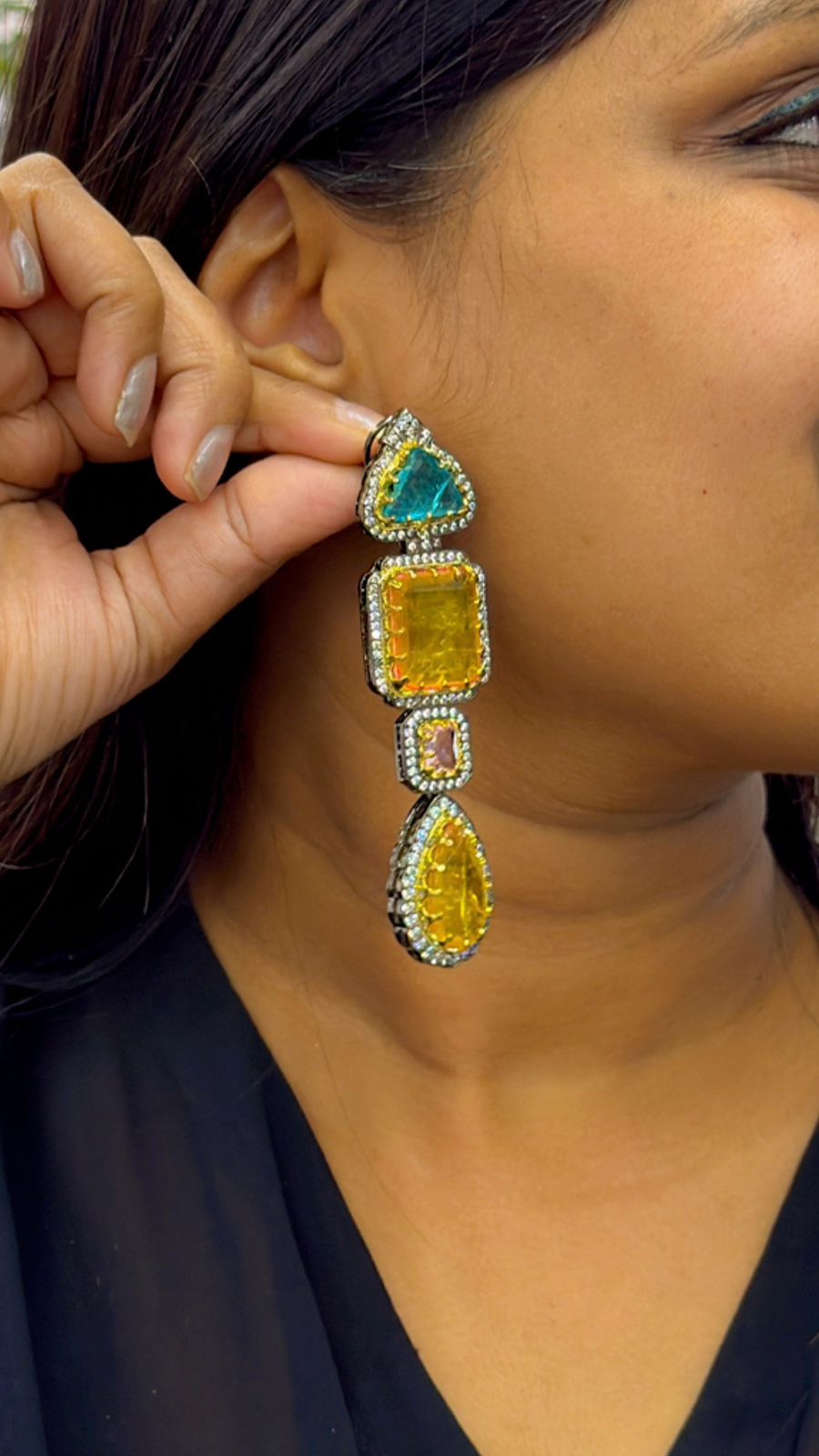 TrendySabya Earring With Doublet With CZ For Women