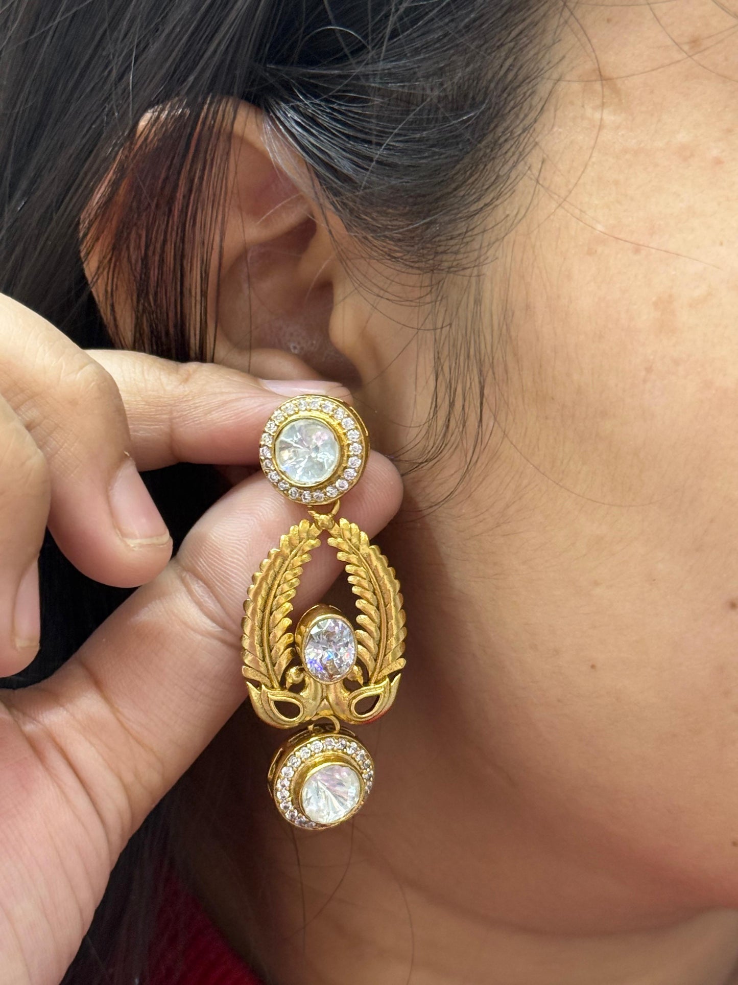 Golden Polish With Mossanite Earring
