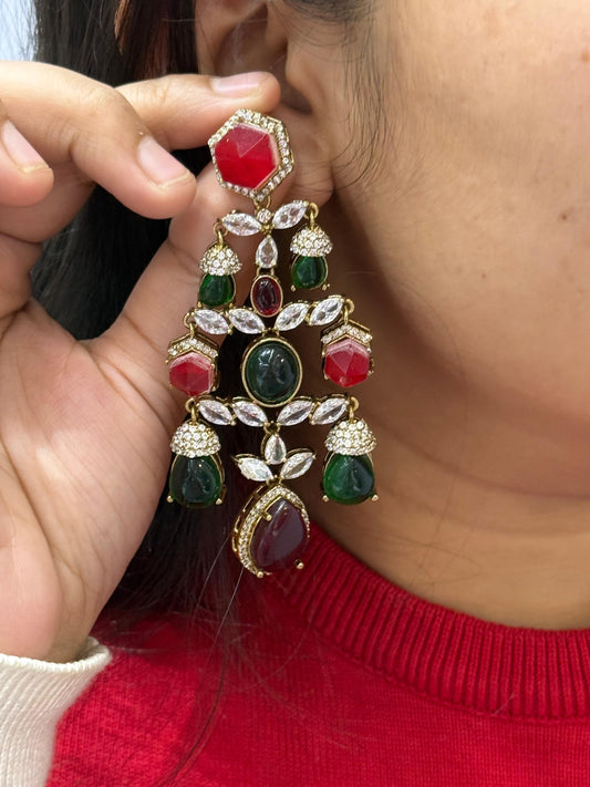 Pota Stone With Kundan Stone Earring For Women