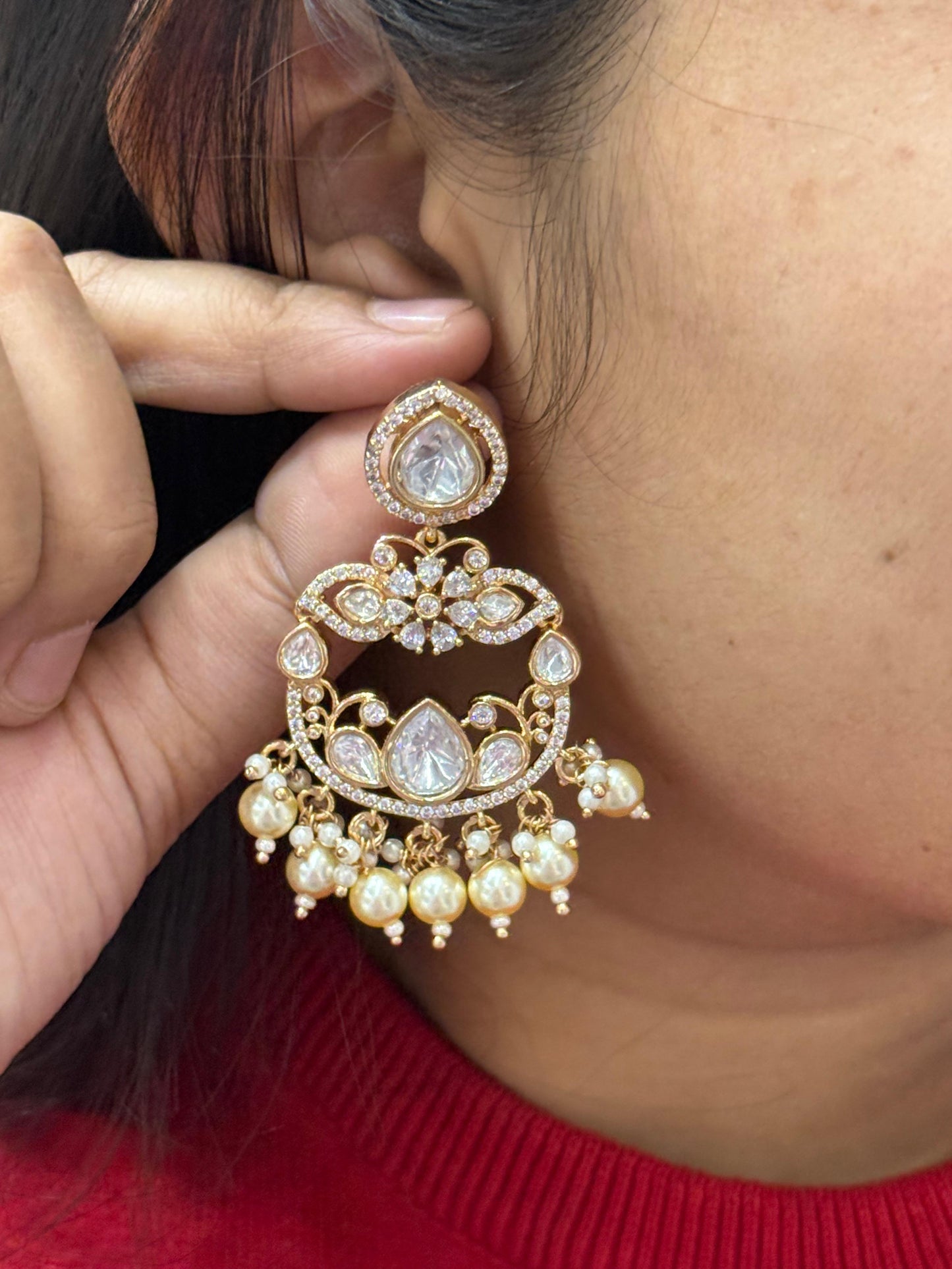 Chandbali Sunheri Earrings For Women
