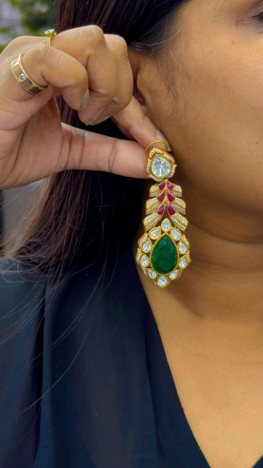 Rashi Mossanite with doublet stone in Green for women