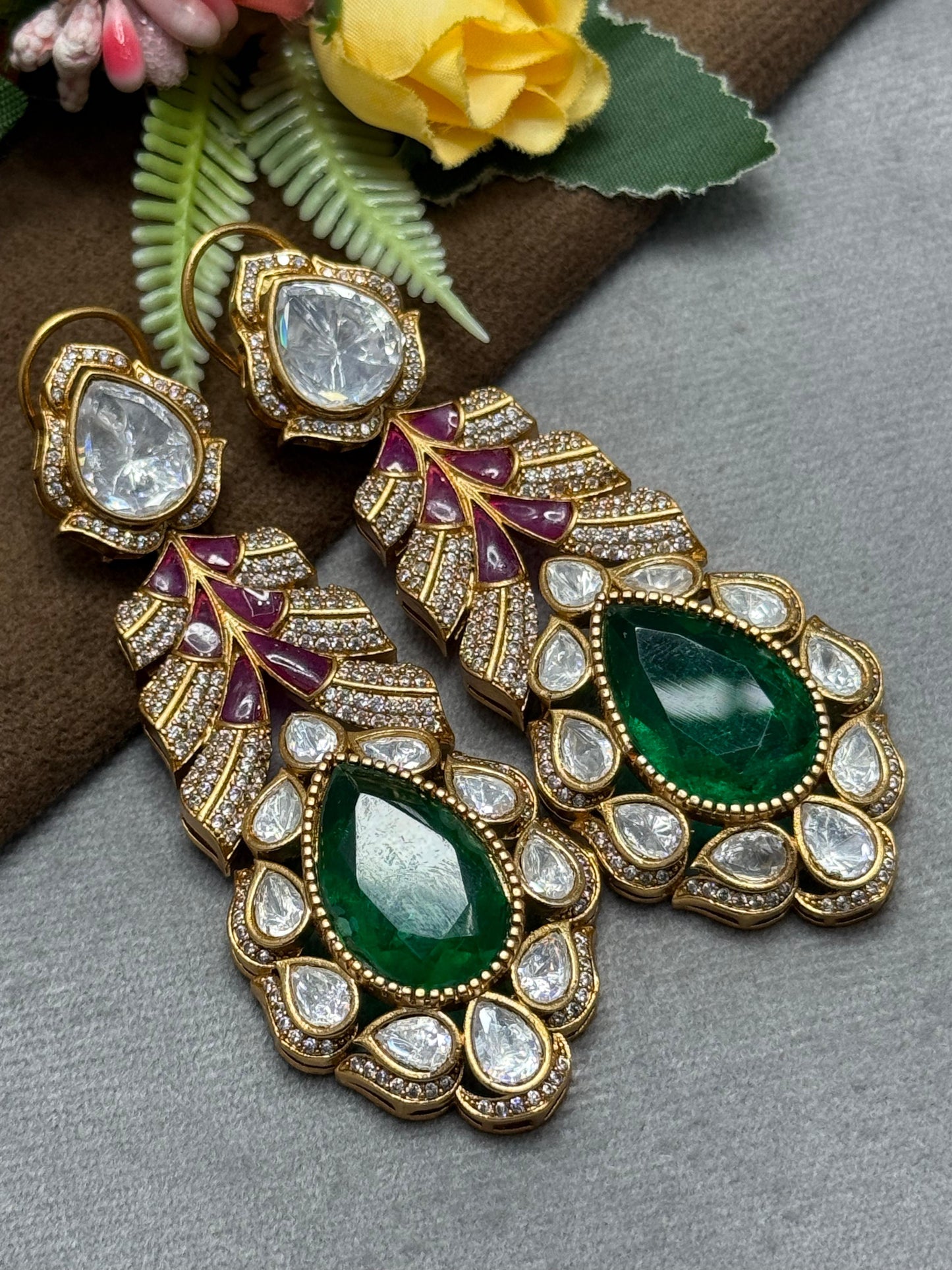 Rashi Mossanite with doublet stone in Green for women