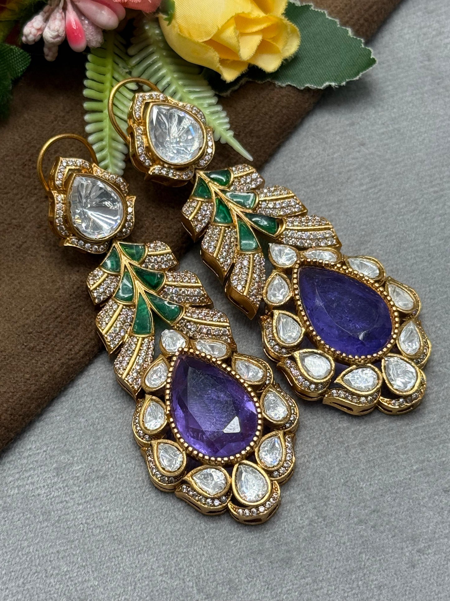 Rashi Mossanite with doublet stone in purple for women