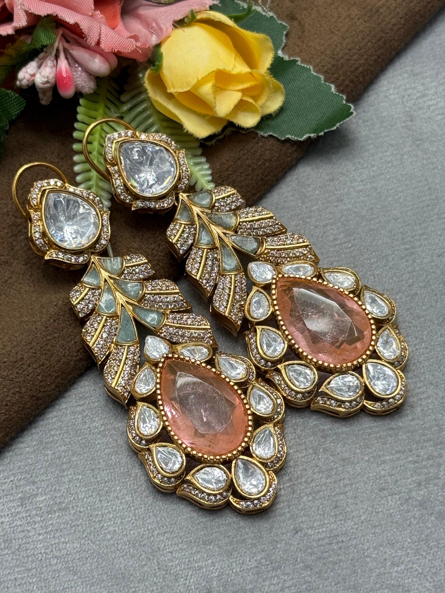 Rashi Mossanite with doublet stone in peach for women