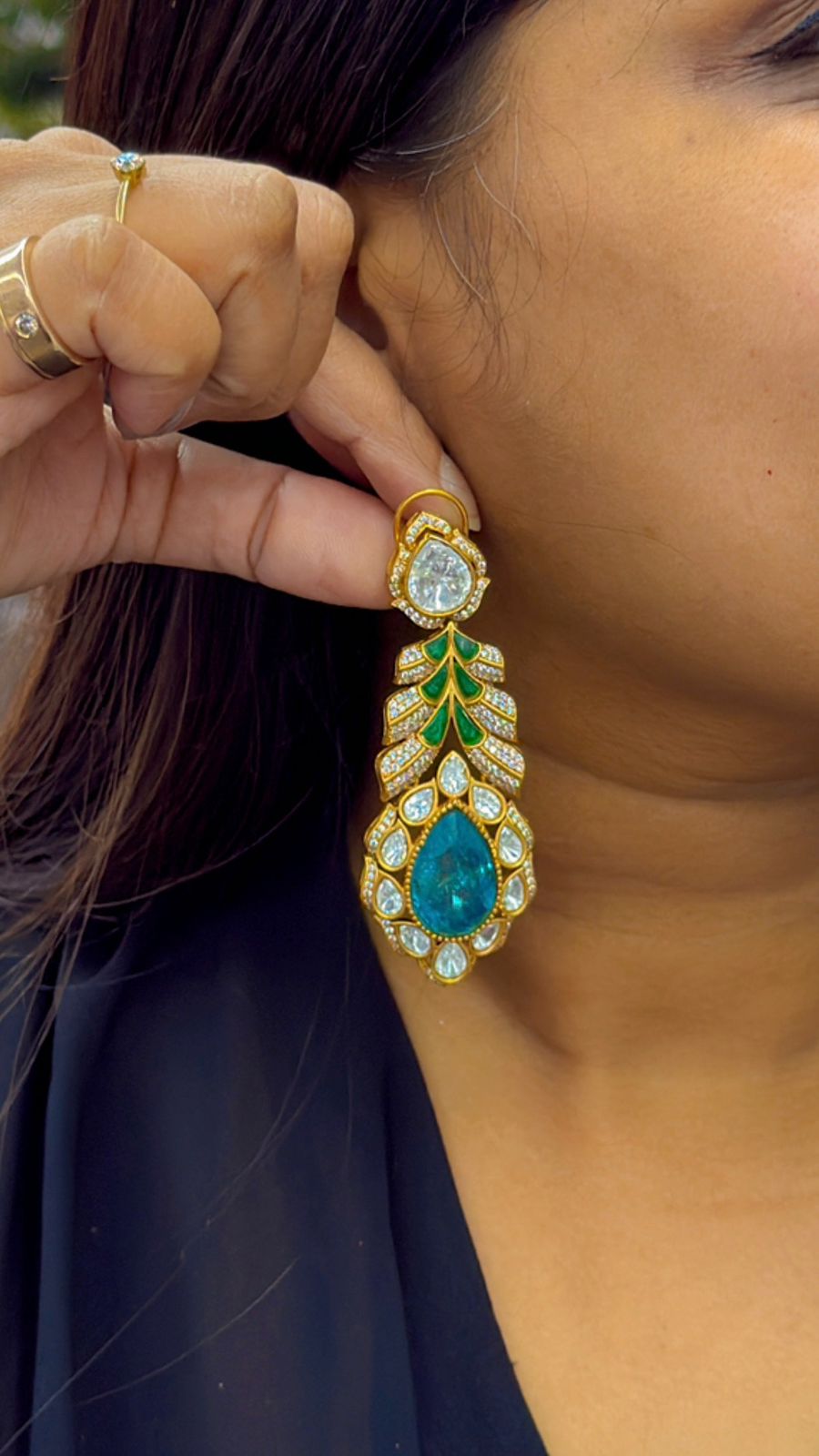 Rashi Mossanite with doublet stone in Blue for women