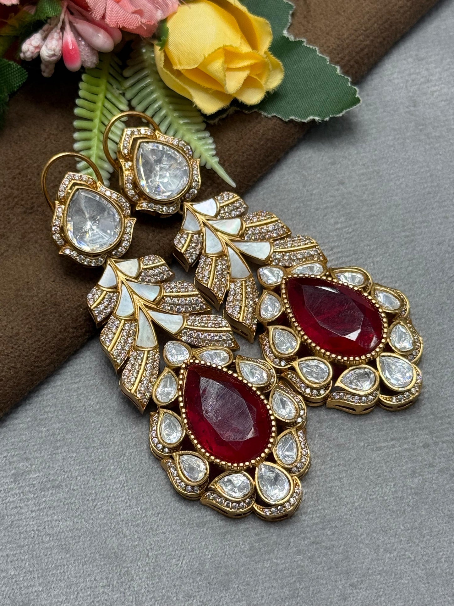 Rashi Mossanite with doublet stone in Red for women
