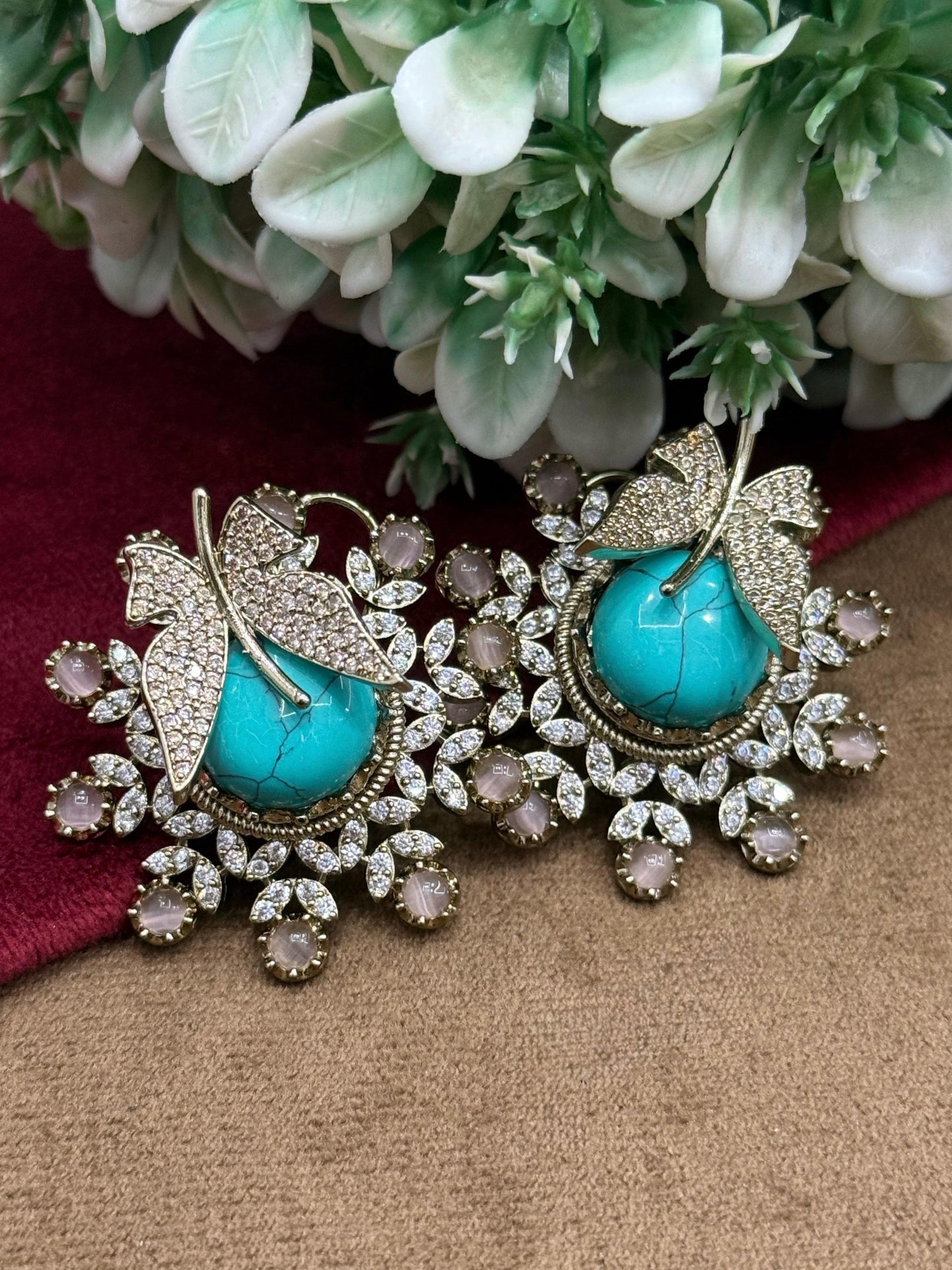 Oversized Studs In Sabya in Turquoise For Women