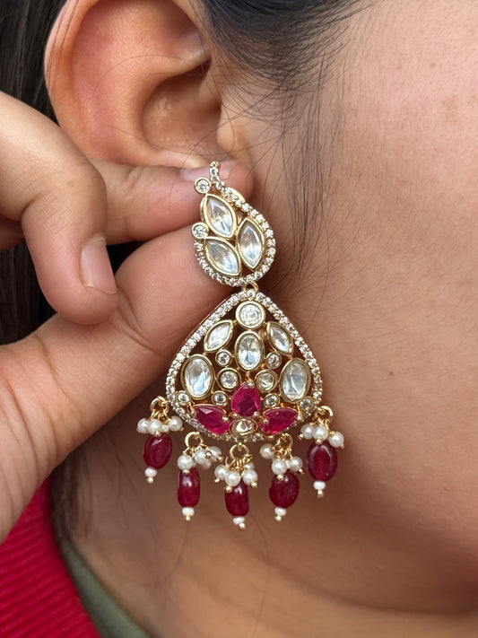 Cute Earring with Mosanite in red for woman
