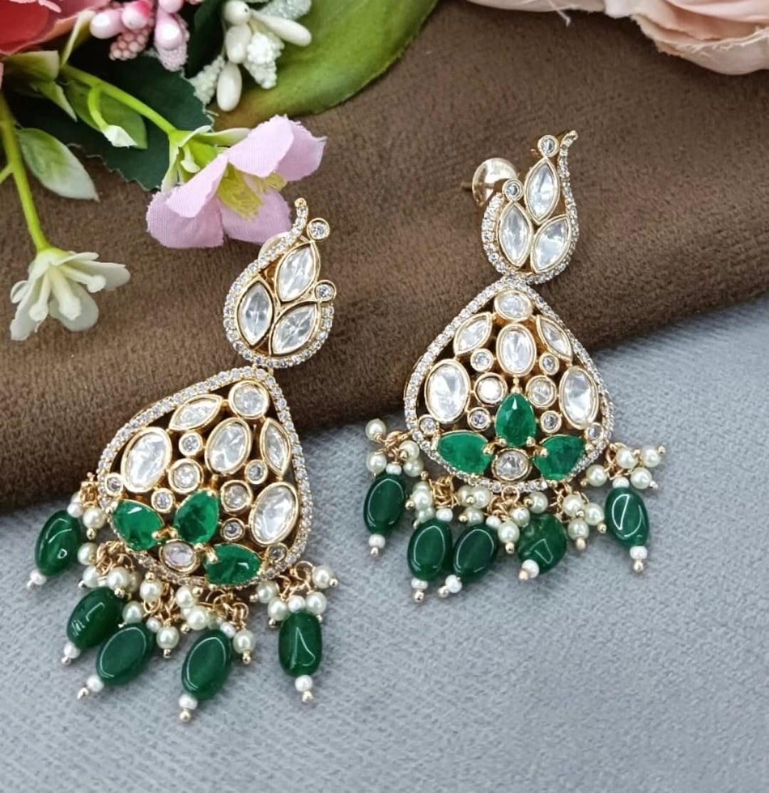 Cute Earring with Mosanite in green for woman
