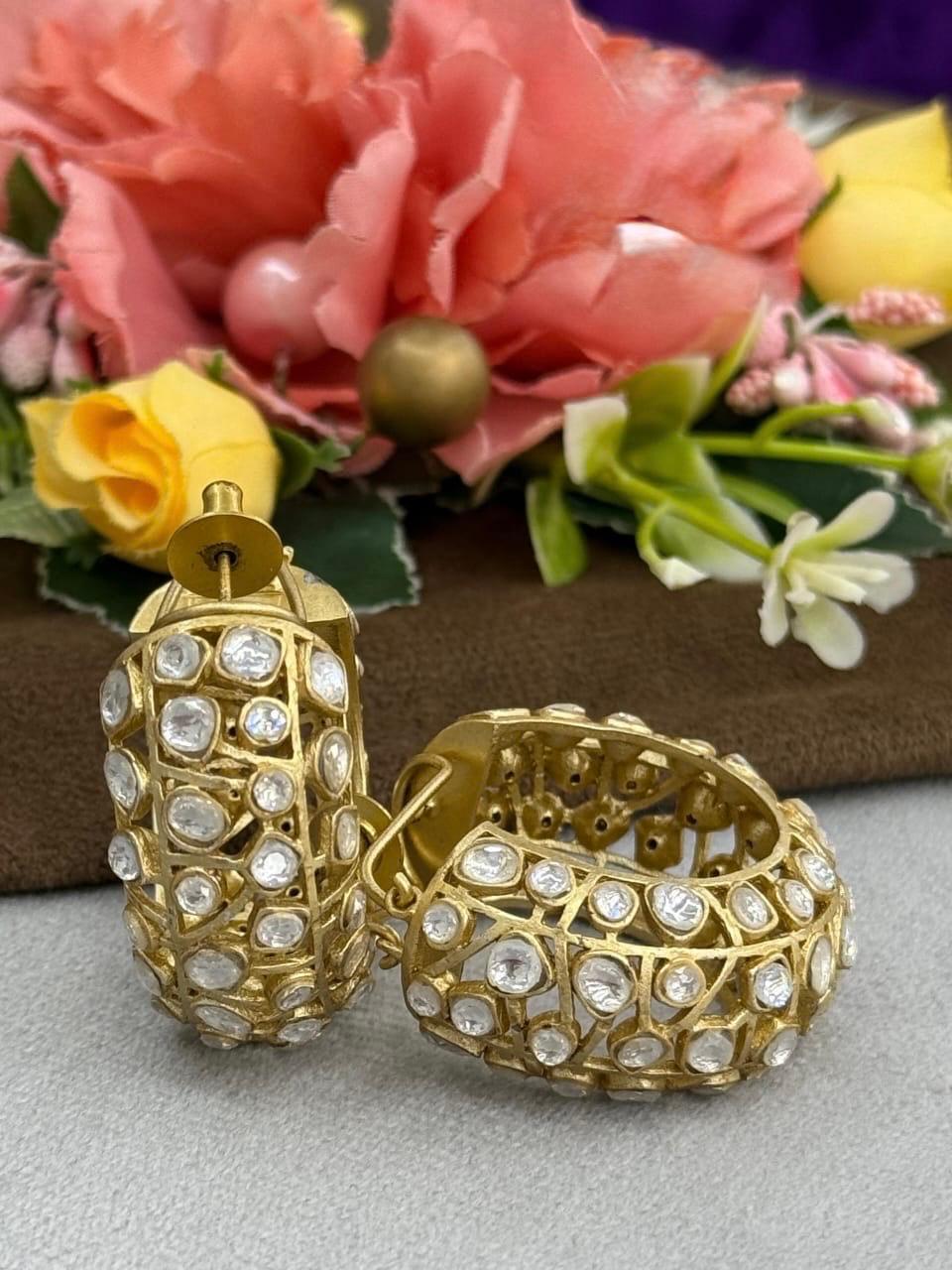 Braod Hoops With Mossanites in white for woman