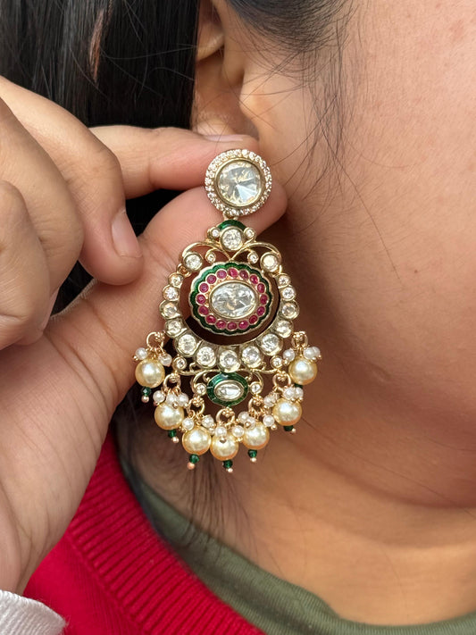 Chandbali With Meenakari Earring in Multi for woman