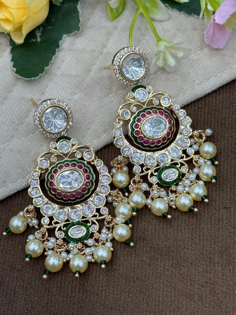 Chandbali With Meenakari Earring in Multi for woman