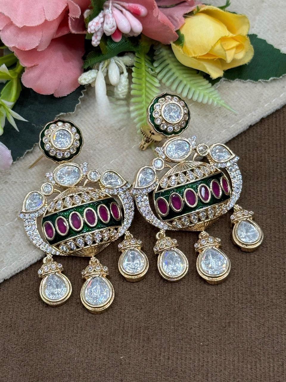 Multi ColorMossanite Earring for woman