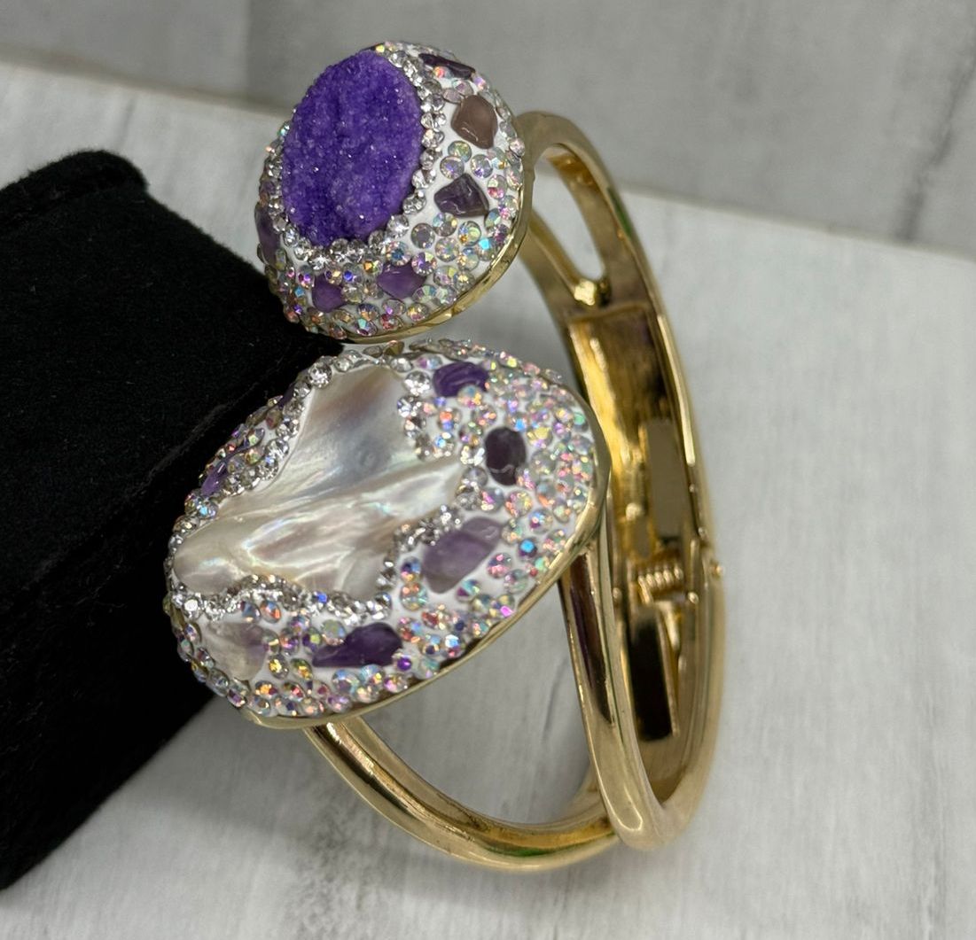 Handmade Cuff Bracelet in purple for womwn