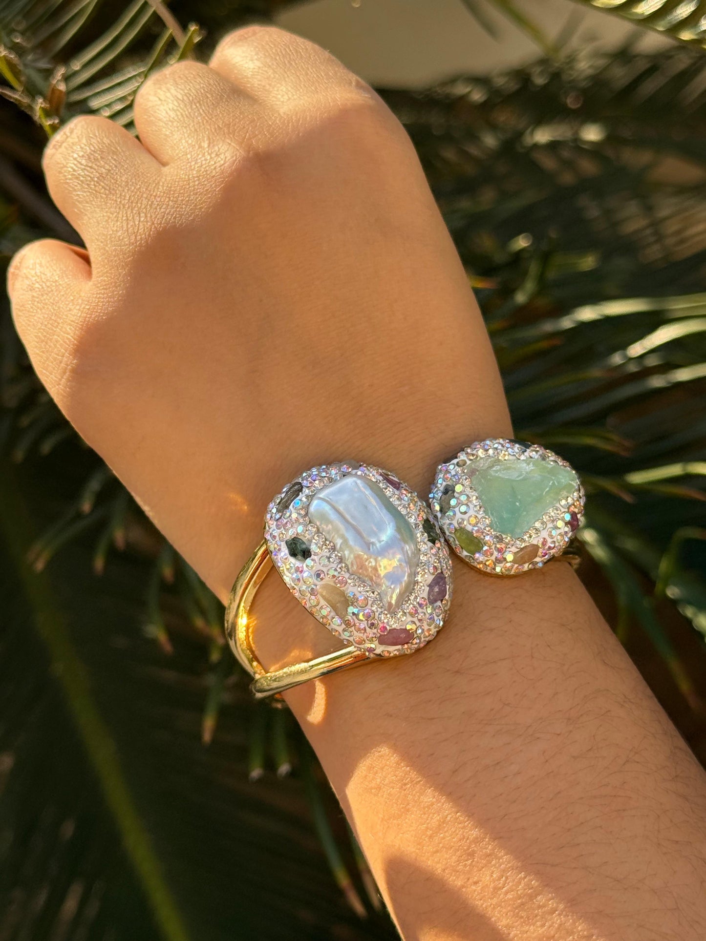 Handmade Cuff Bracelet in mint for women