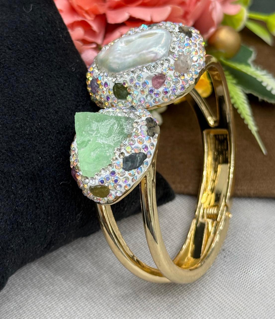 Handmade Cuff Bracelet in mint for women
