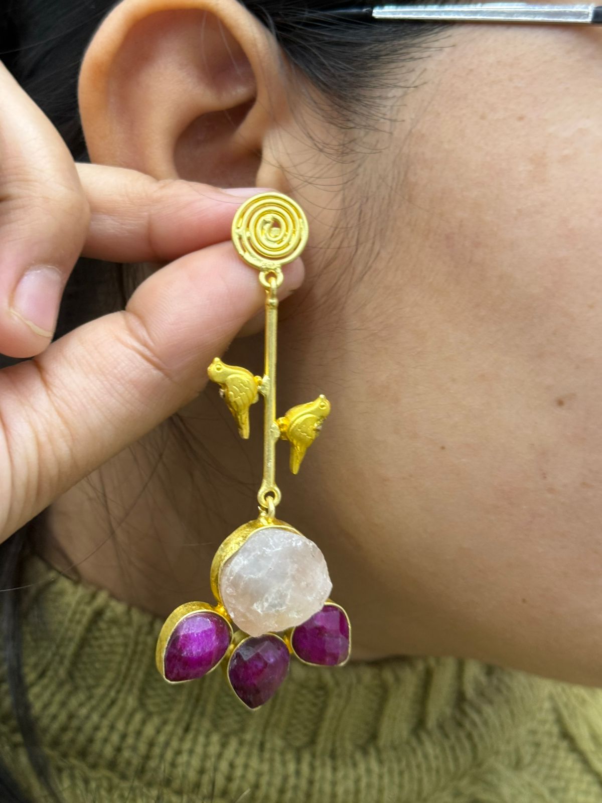 pretty stone earring gemstone for woman
