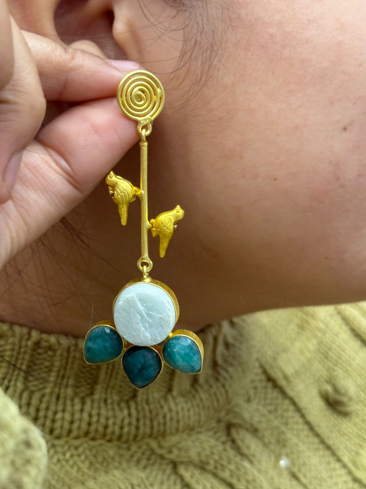 pretty stone earring gemstone for woman