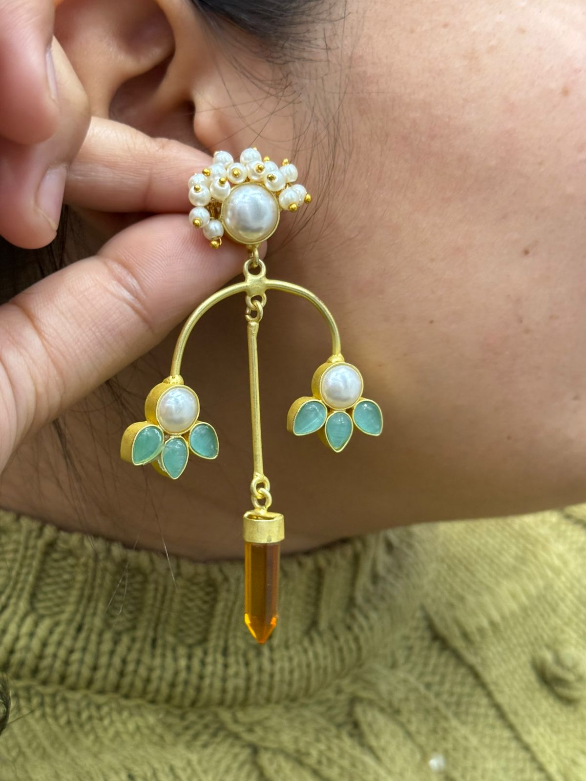 Ikshitam Mint Duzy Earring For Women