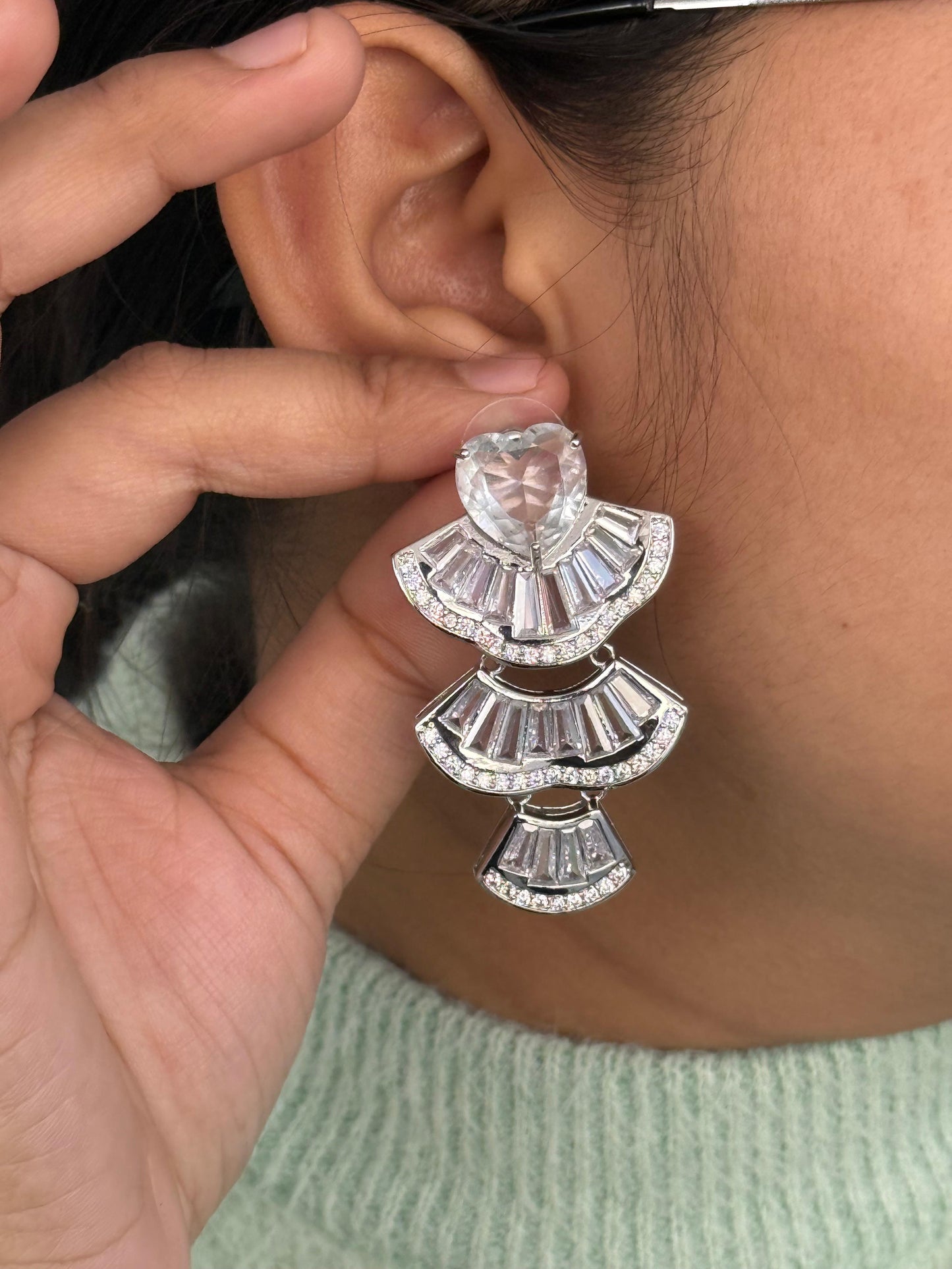 Heart Cut & Unique Shape CZ Stone Drop Earrings For Women