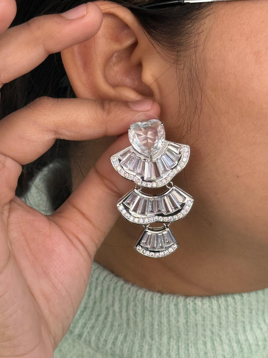 Heart Cut & Unique Shape CZ Stone Drop Earrings For Women