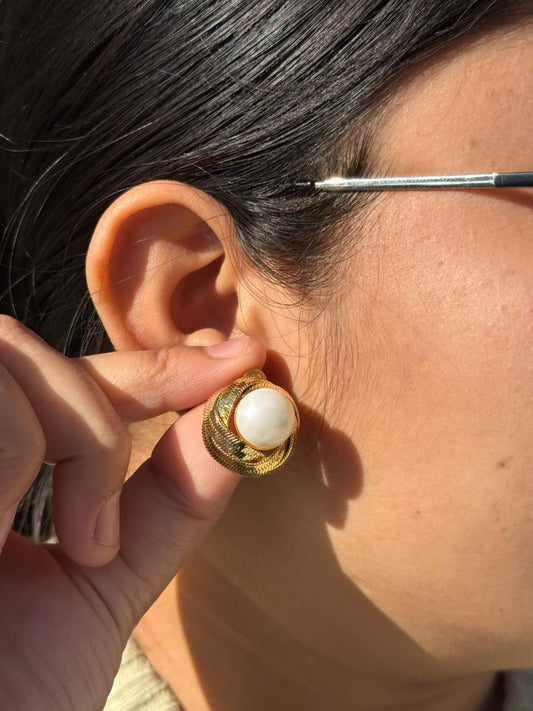 Twisted With Pearl Studs for woman