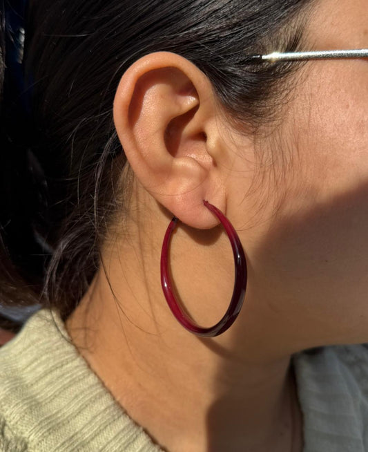 Round Hoops in Maroon for woman