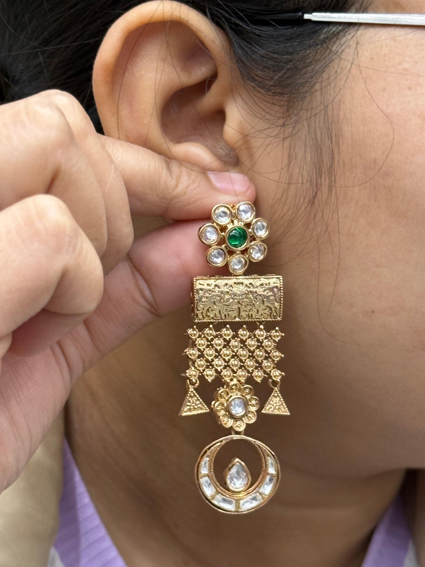 Antique With Mossanite Earring in white for woman