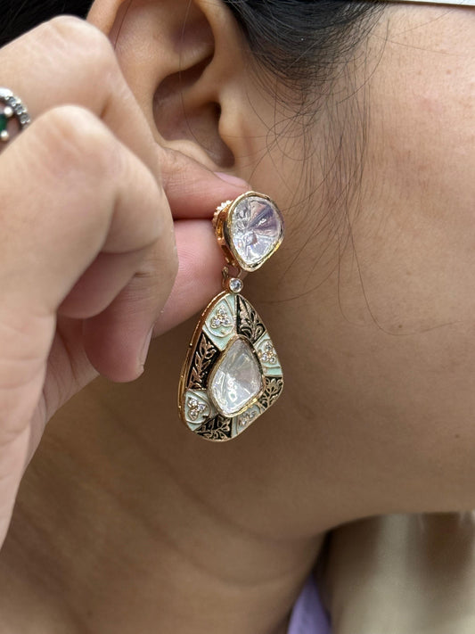 Italian Meenakari kundan Earring in Multi for woman