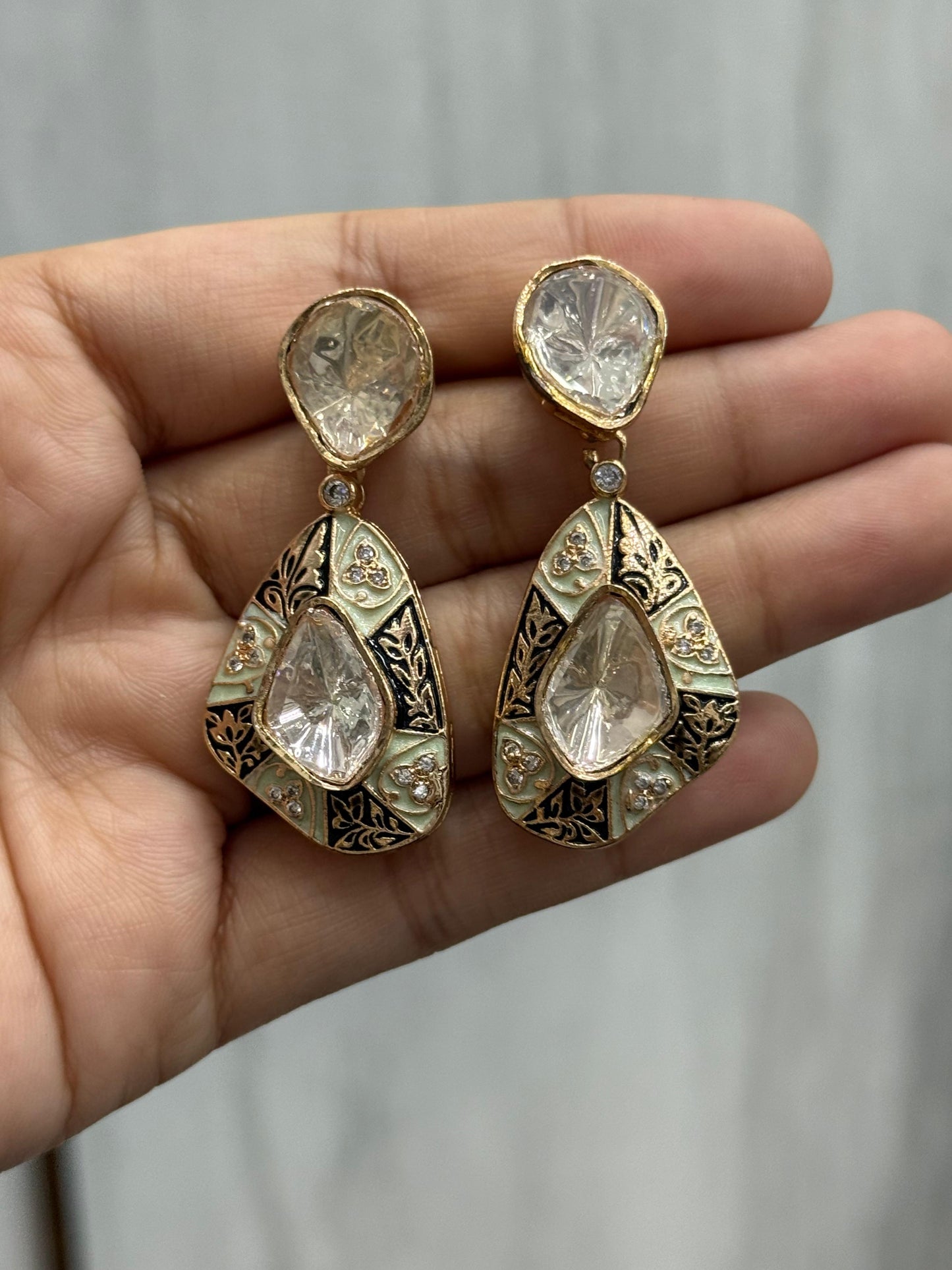 Italian Meenakari kundan Earring in Multi for woman